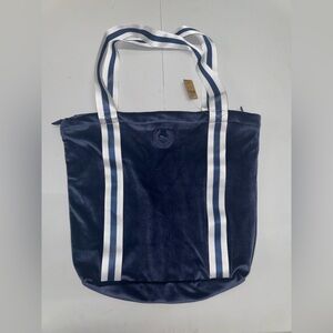 Navy Blue Shoulder Bag with White Straps